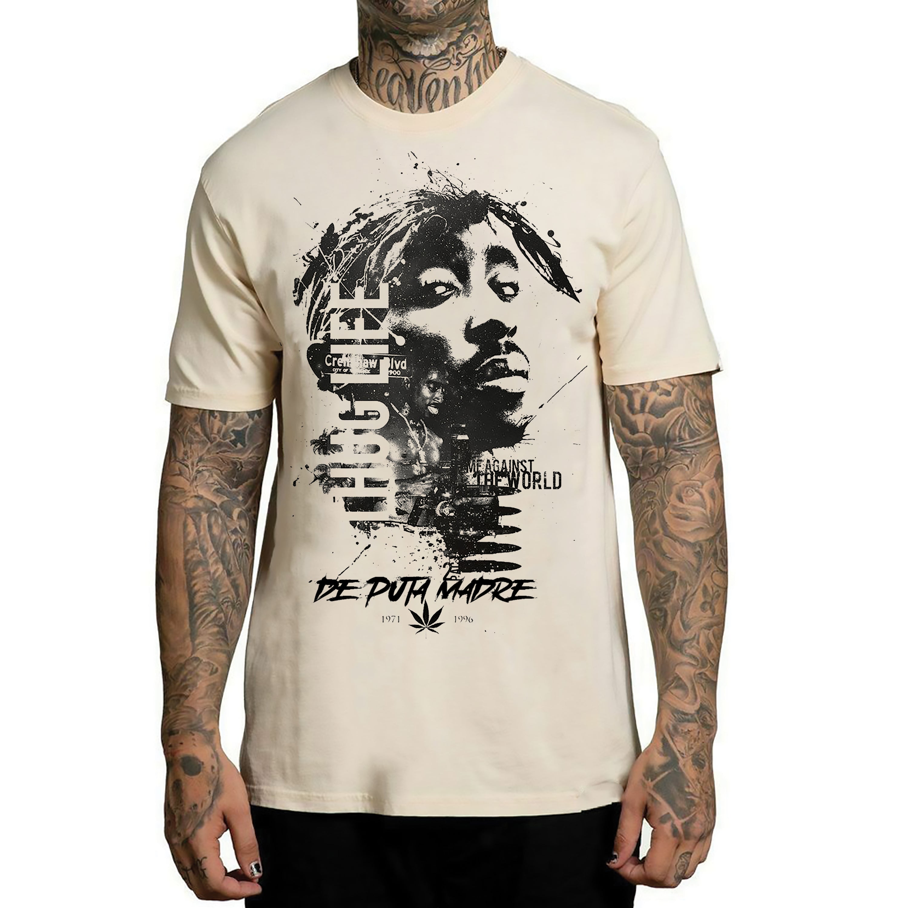 Men's T-Shirt featuring Thug Life 2Pac print, showcasing a stylish design with vibrant colors and high-quality fabric.