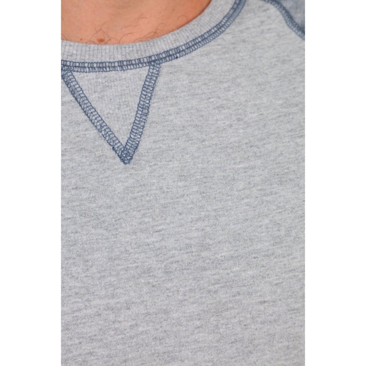 Milo Crew Neck Pullover in Grey Heather with faux tie dye design, featuring long sleeves and a comfortable fit.