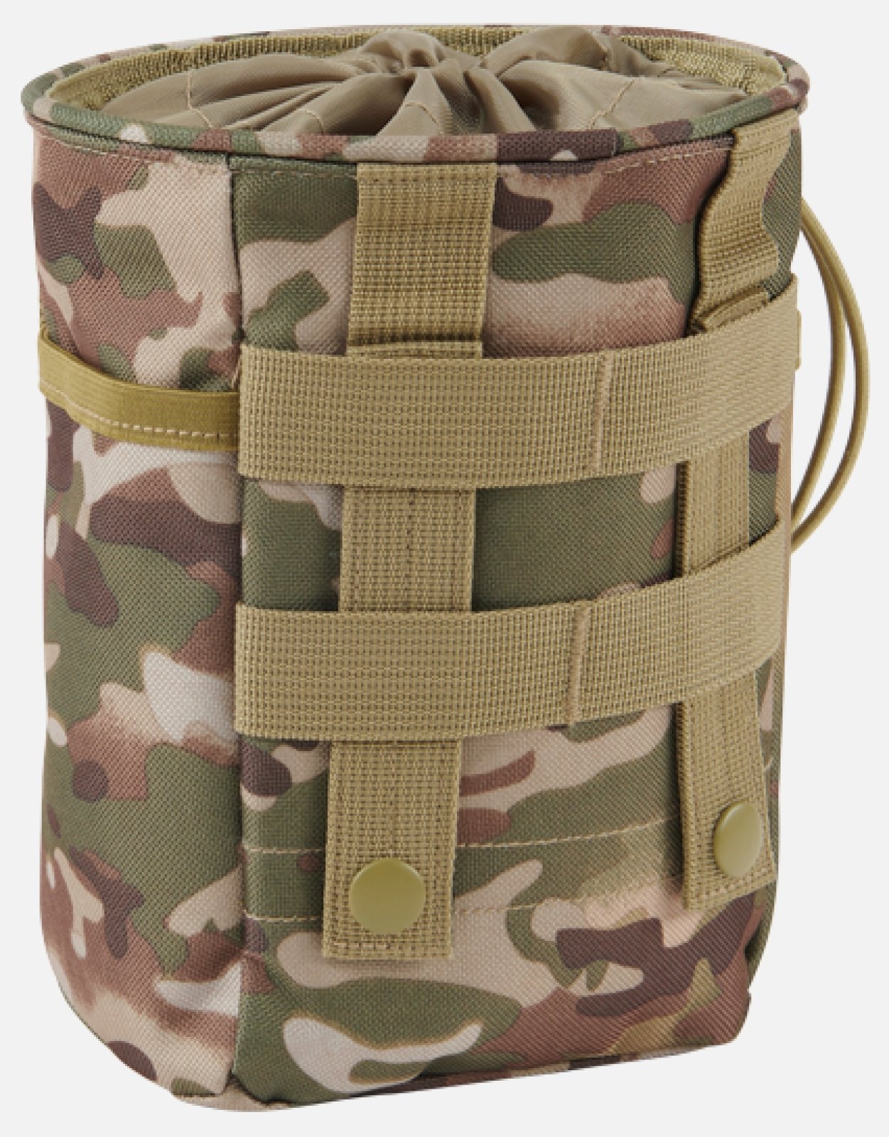 Molle Pouch Tactical in robust 600DEN polyester, featuring multiple pockets and PALS fastening loops.
