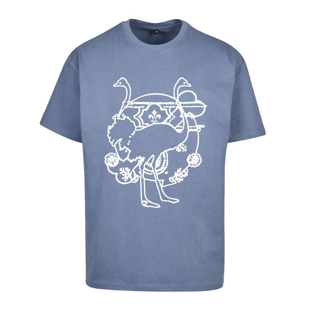 Oversized Flock Print Cotton Bønes and Balløøns Soccer Jersey-Style Tee featuring a white flock print, showcasing its loose fit and retro design.