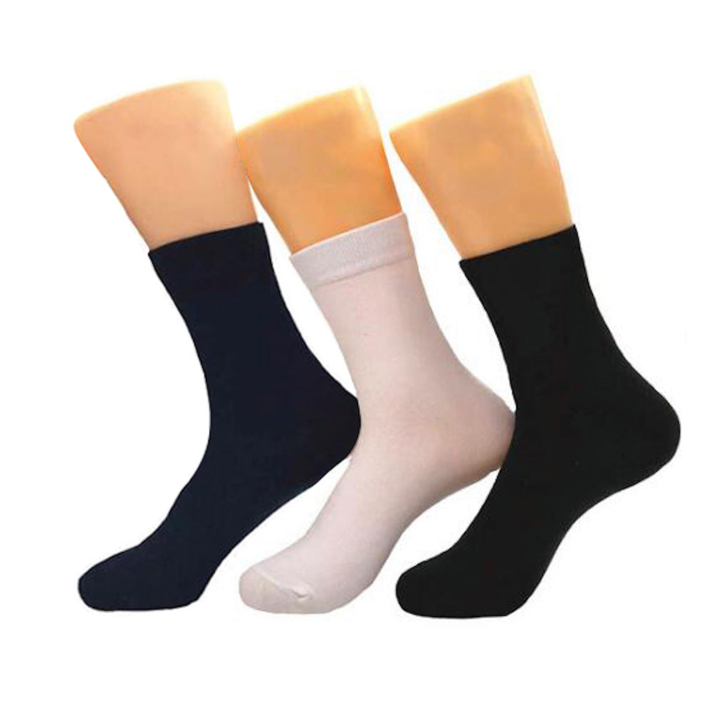 A pair of Plain Three Color Mens Dress Socks made from premium European cotton, featuring a ribbed design and soft elastic for a comfortable fit.