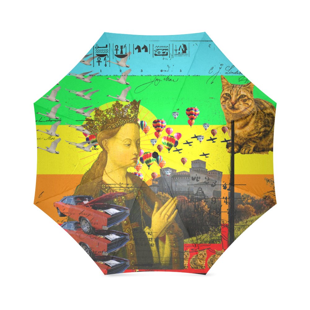 PRAYER Foldable Umbrella showcasing vibrant prints and durable design, perfect for rainy days.