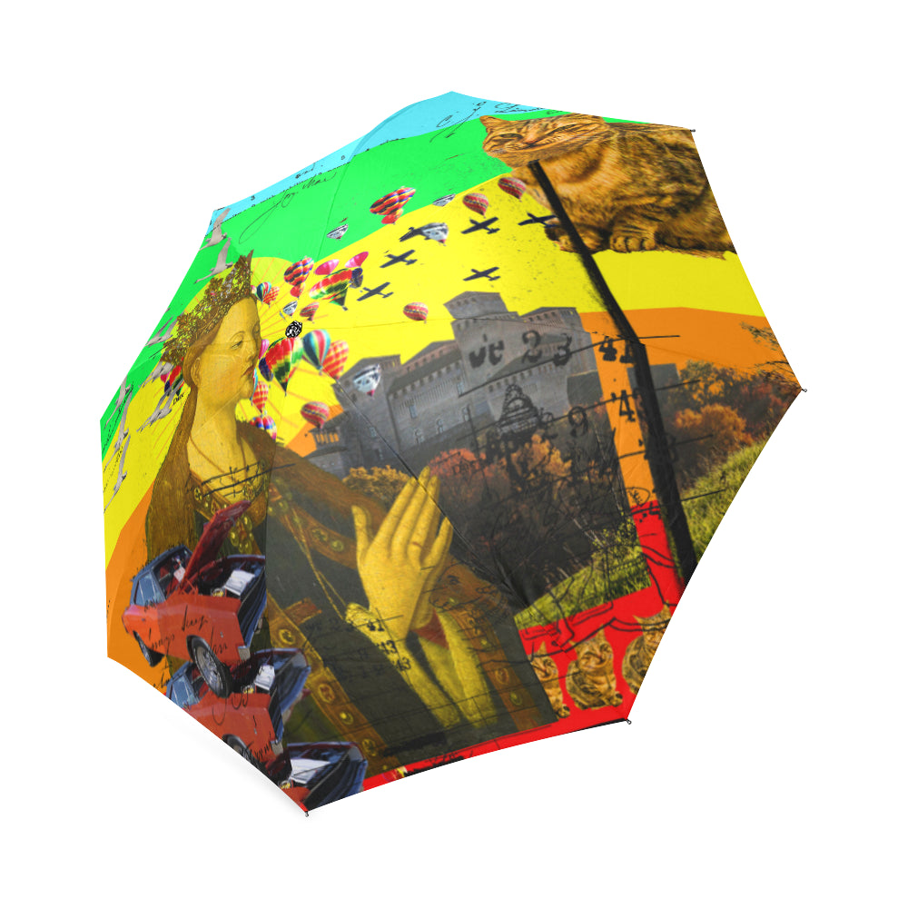 PRAYER Foldable Umbrella showcasing vibrant prints and durable design, perfect for rainy days.