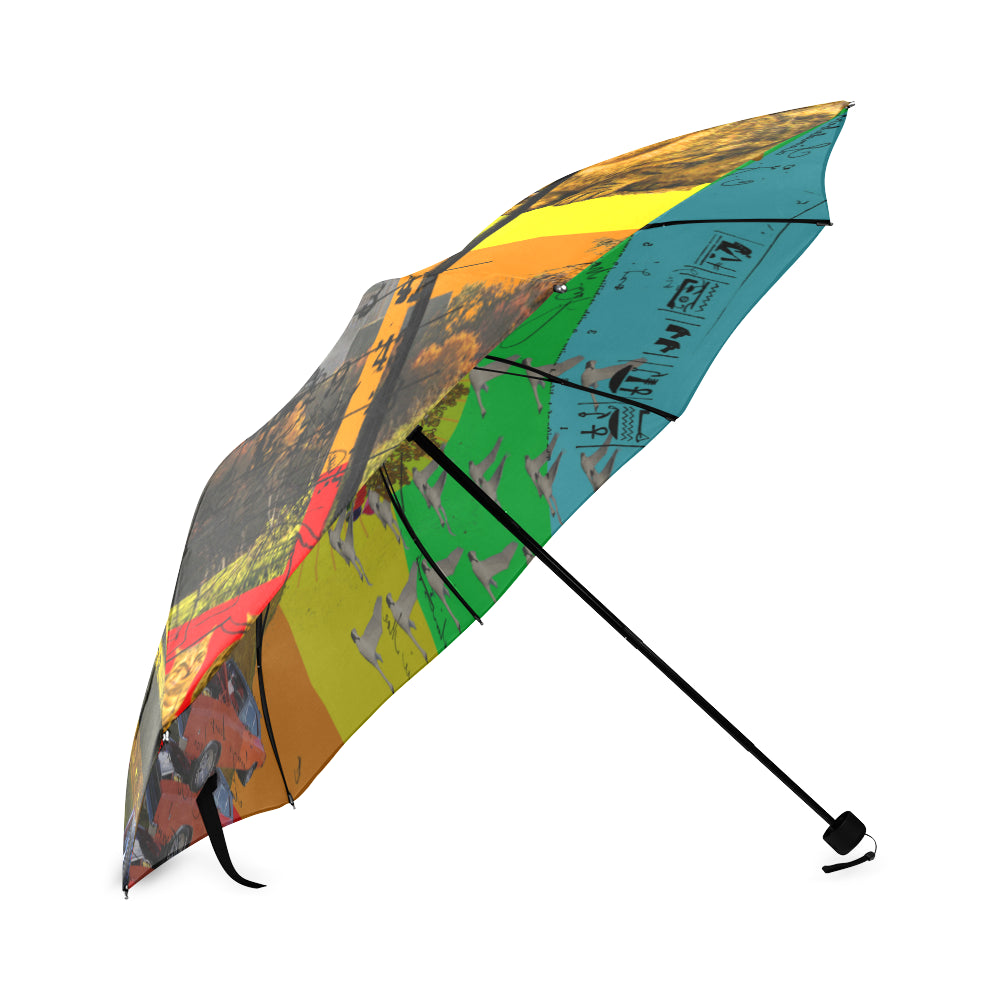 PRAYER Foldable Umbrella showcasing vibrant prints and durable design, perfect for rainy days.