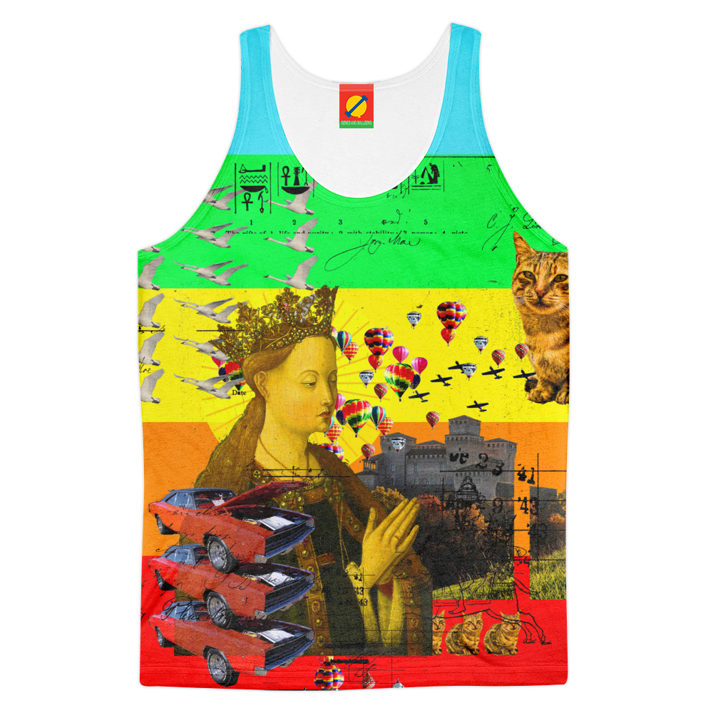 PRAYER Women's All Over Print Tank Top featuring vibrant colors and a stylish design, perfect for summer wear.