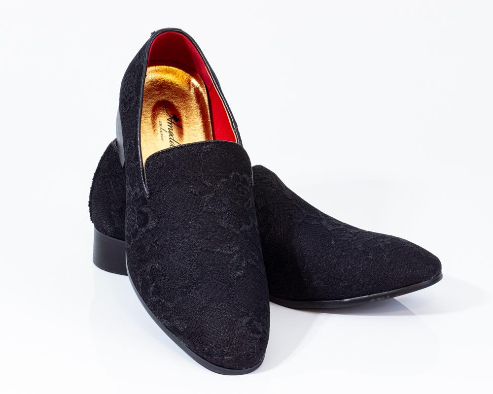 Premium Black Loafers for men featuring a stylish floral pattern, designed for both casual and formal occasions.