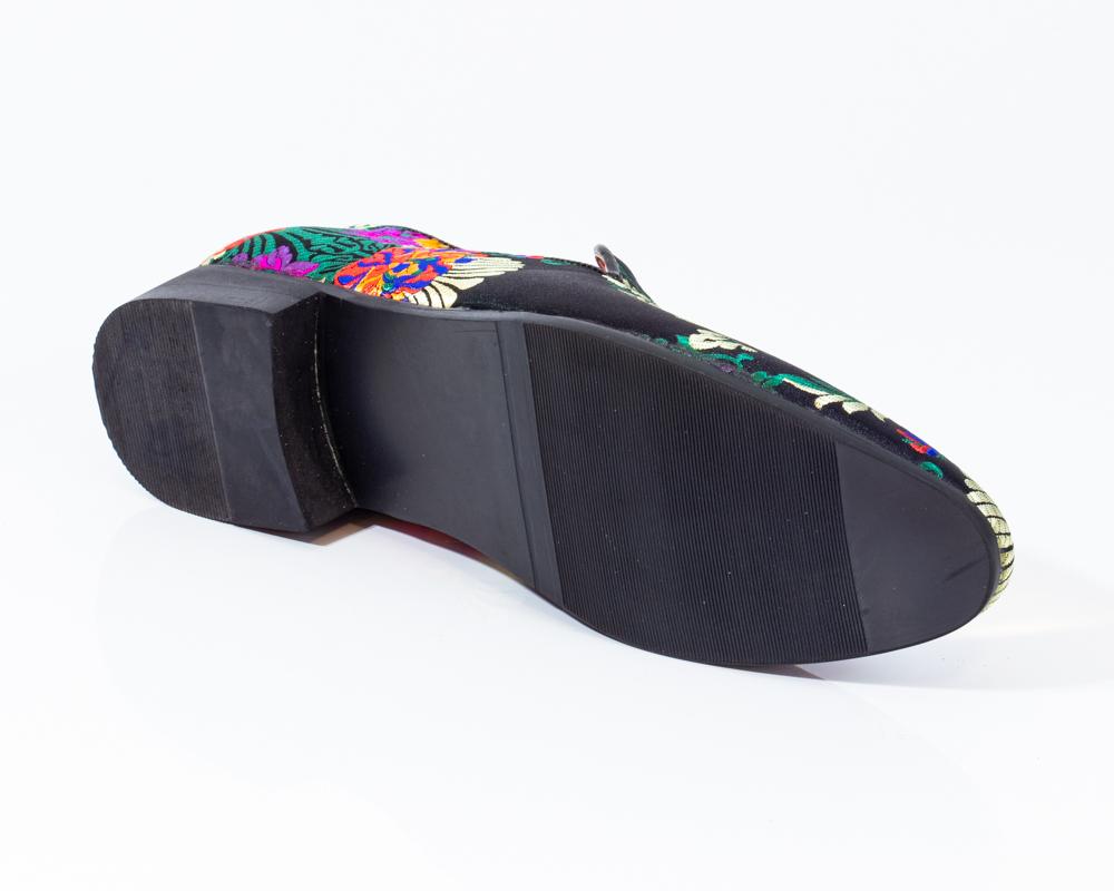 Premium Black Multicolor Floral Loafers for men, showcasing a stylish floral pattern and designer slip-on design.