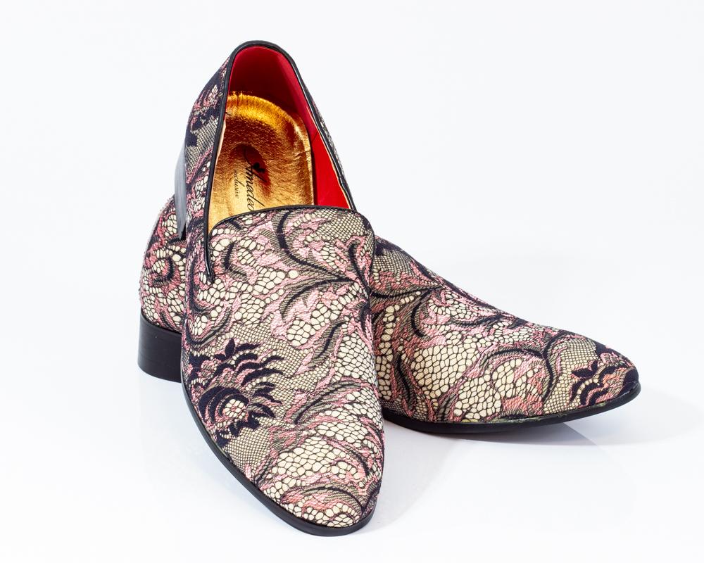 Premium Brown Multicolor Floral Textured Loafers for men, showcasing a stylish floral pattern and designer craftsmanship.