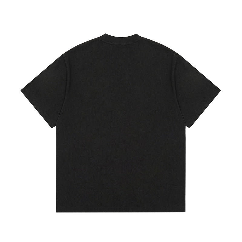 Men's REPRESENT Trendy Doberman Short Sleeve T-shirt in apricot and black, featuring a cartoon pattern and loose fit, perfect for summer wear.