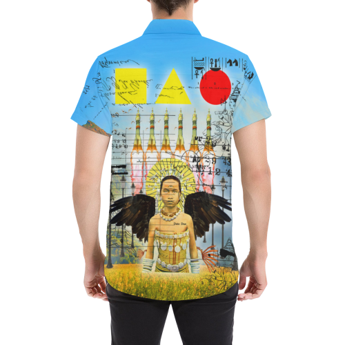 ROCKET GIRL II Men's Short Sleeve Button Down Shirt featuring vibrant all-over print design, short sleeves, and button-down collar.