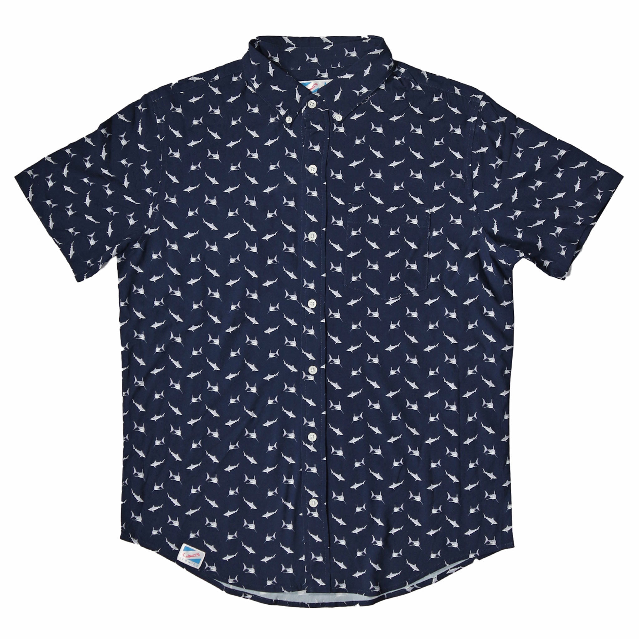 Sharks Rayon Stretch Shirt showcasing its soft fabric and stylish design with a chest pocket.