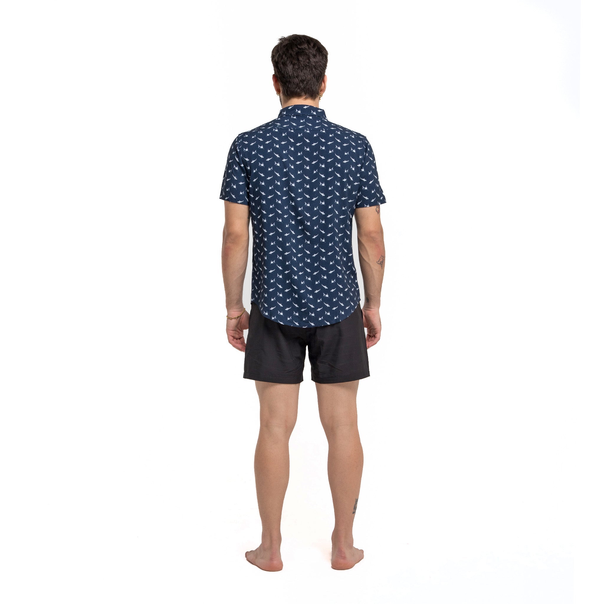Sharks Rayon Stretch Shirt showcasing its soft fabric and stylish design with a chest pocket.
