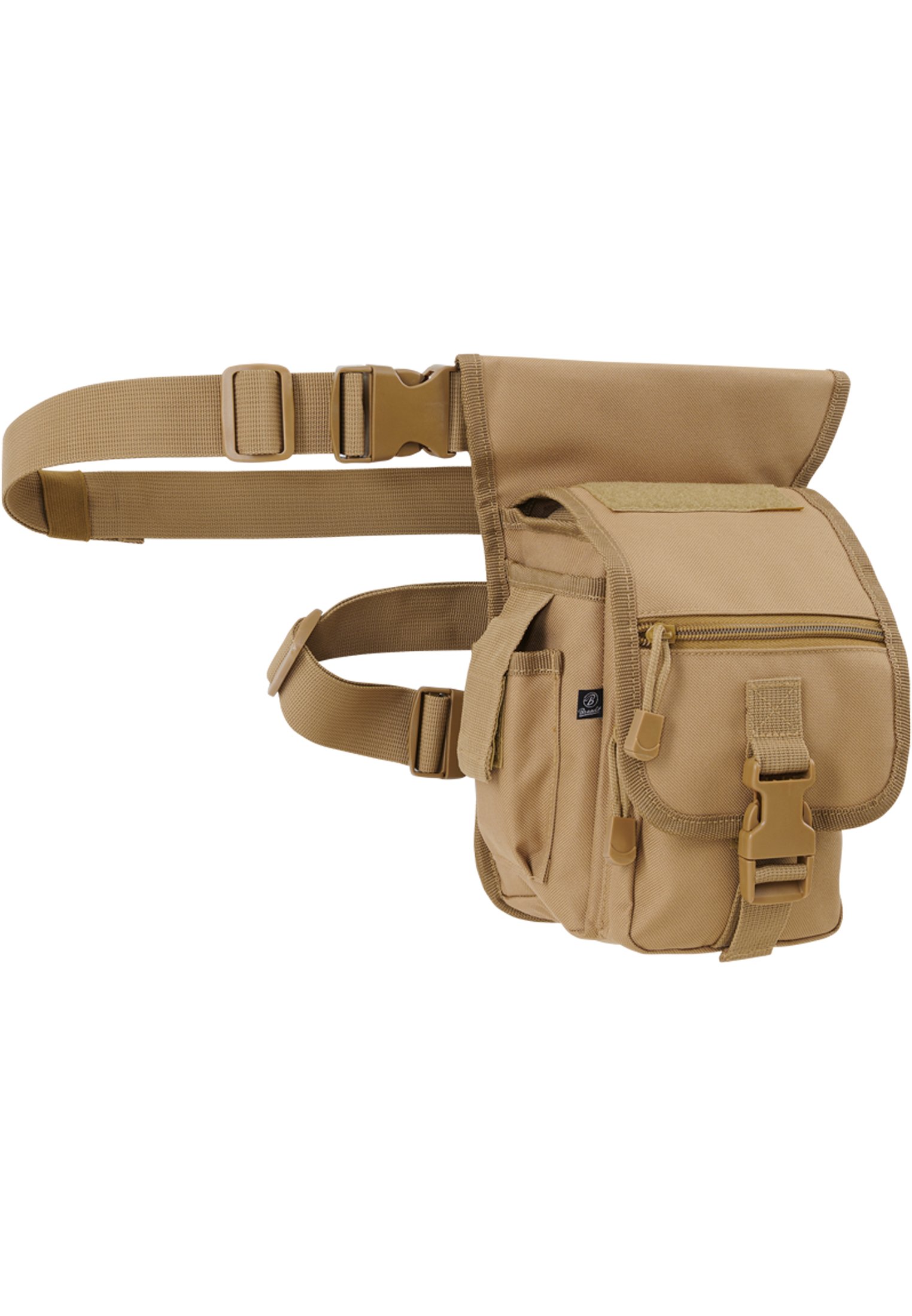 A compact Side Kick Bag in muted colors with adjustable straps and multiple compartments, perfect for outdoor activities.