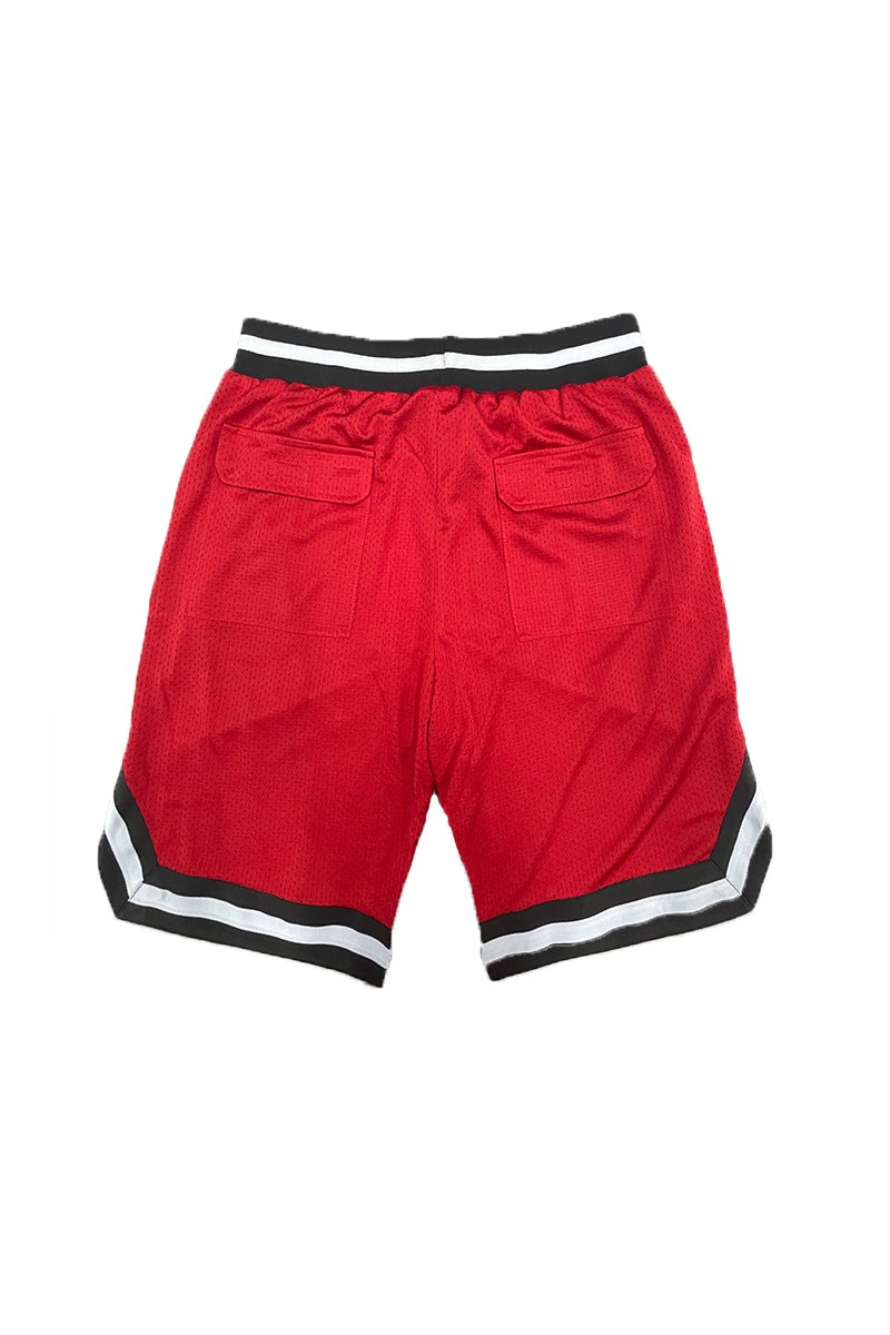 Solid Mesh Basketball Active Shorts featuring elastic waistband, drawstring, and stylish contrast stripes.