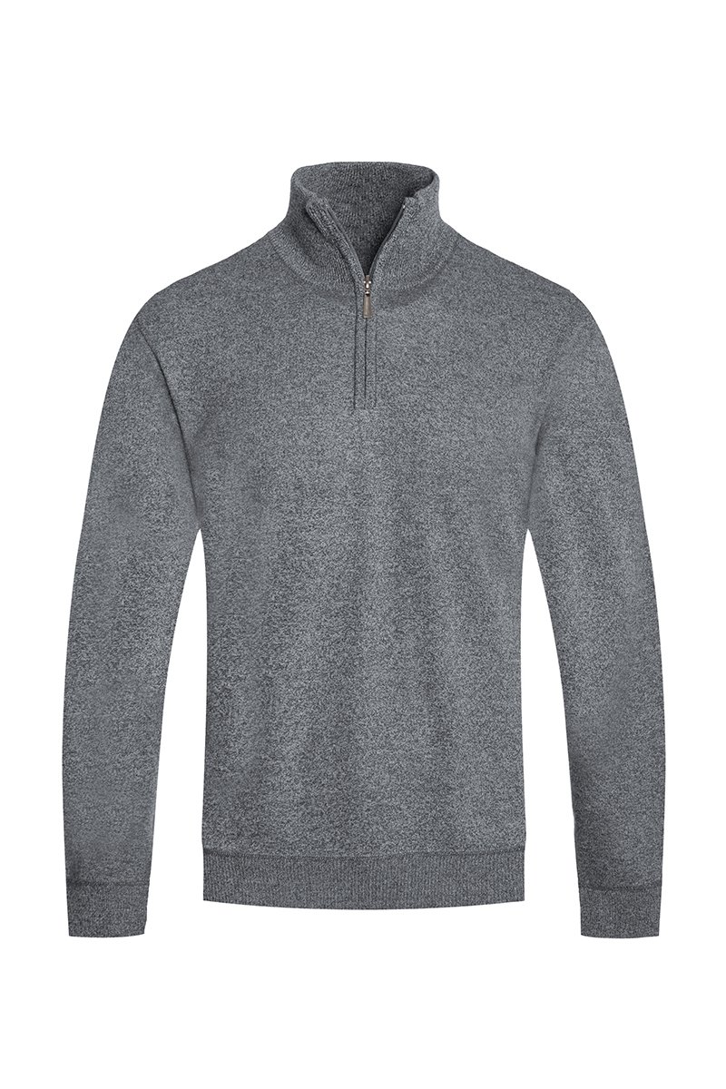 A stylish Solid Quarter Zip Sweater in various colors, showcasing its knit texture and quarter zip design.