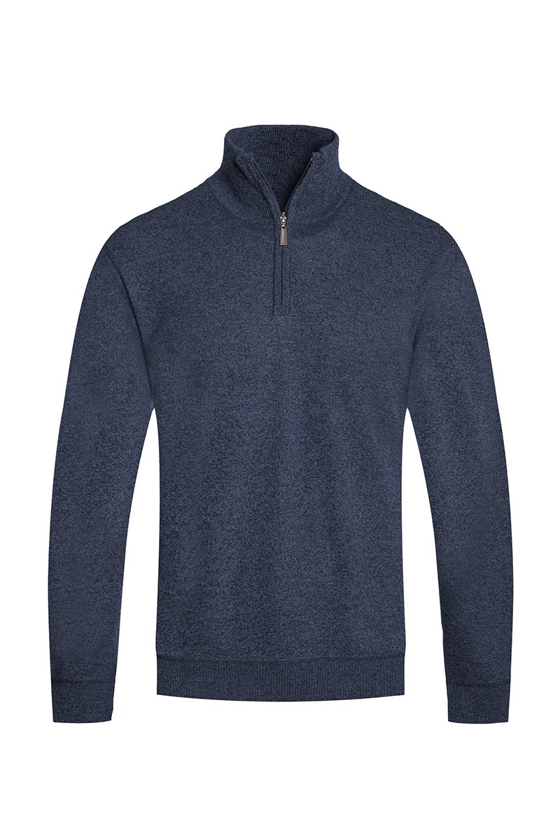 A stylish SOLID QUARTER ZIP SWEATER NR2010 in a cozy knit fabric, featuring a quarter zip closure and a regular fit, perfect for casual wear.
