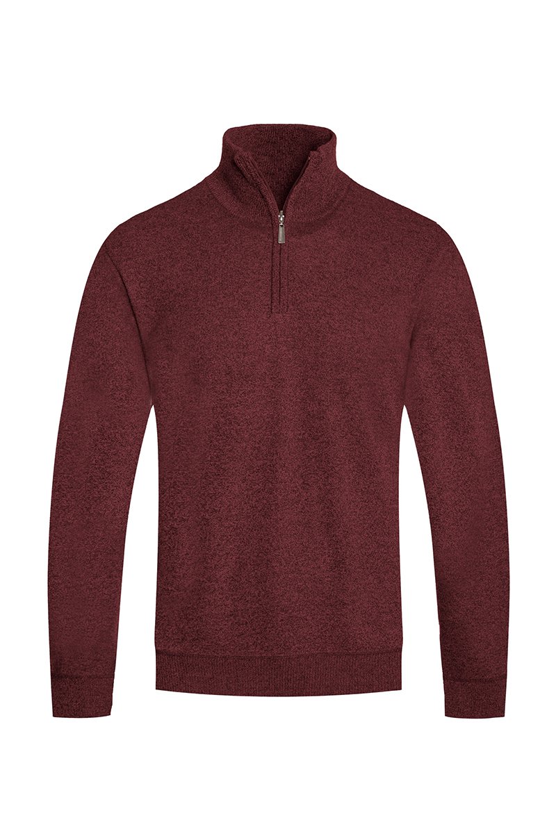 A stylish Solid Quarter Zip Sweater in a cozy knit fabric, featuring a quarter zip closure and a regular fit, perfect for layering.