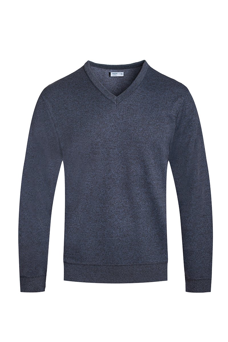 Men's Solid Vneck Knit Pullover Sweater in a classic design, showcasing its V-neck and knit texture.