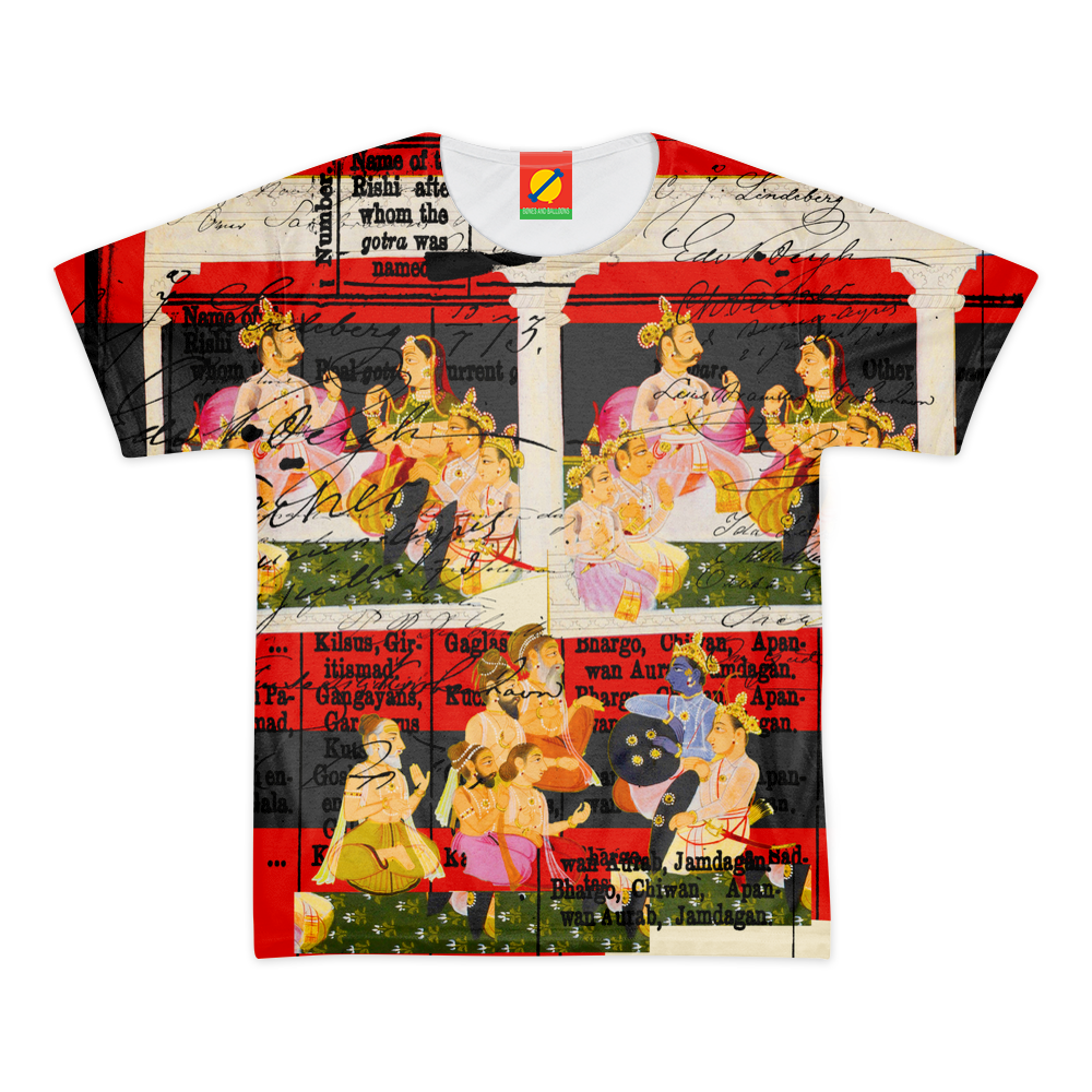 SOME ANCIENT INDIANS II Women's All Over Print Tee featuring vibrant colors and a classic round neck design, made from 100% cotton.