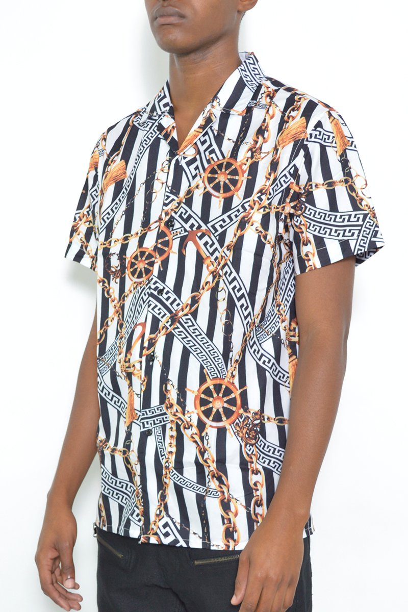 STATUS Striped Short Sleeve Shirt WS7401 in a stylish design, showcasing its vibrant stripes and regular fit, perfect for casual wear.