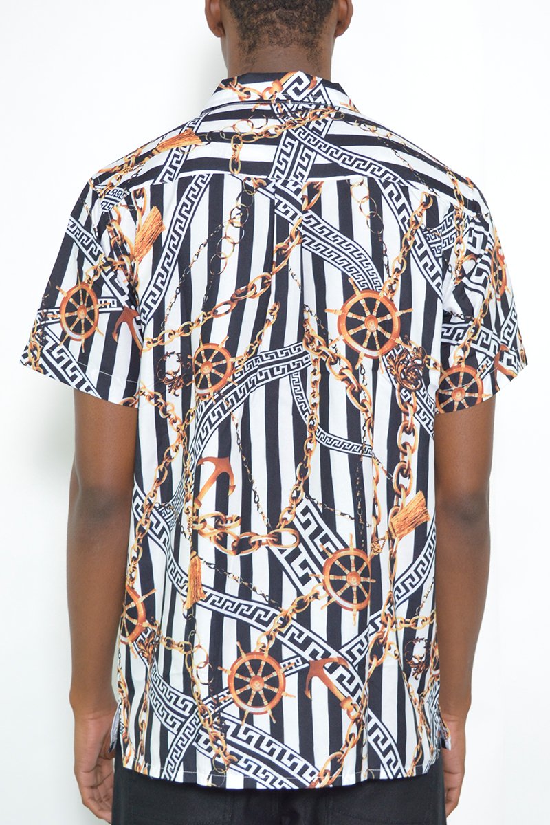 STATUS Striped Short Sleeve Shirt WS7401 in a stylish design, showcasing its vibrant stripes and regular fit, perfect for casual wear.