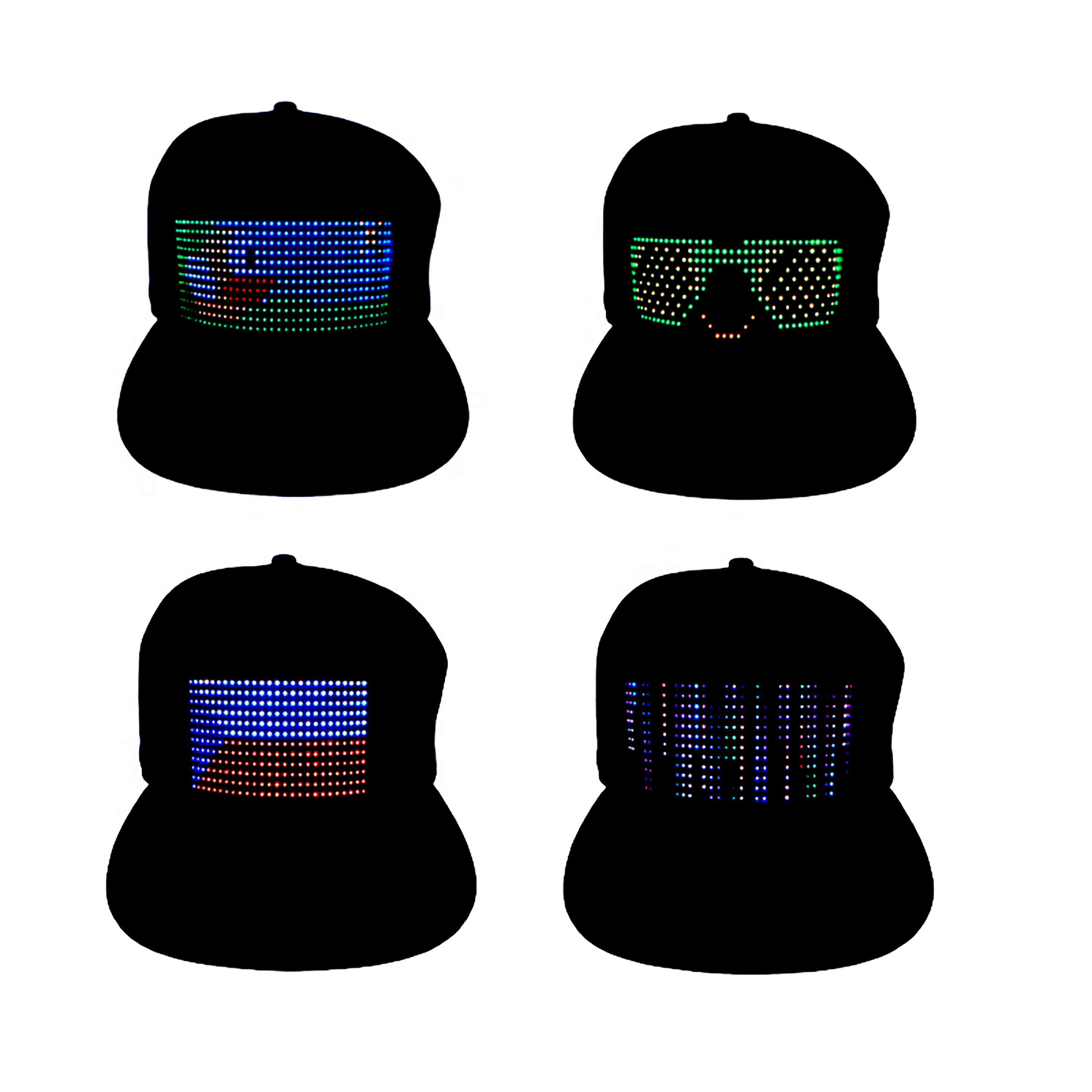 TGT Unique App Controlled LED Hat featuring customizable LED display with vibrant colors and animations, perfect for parties and events.