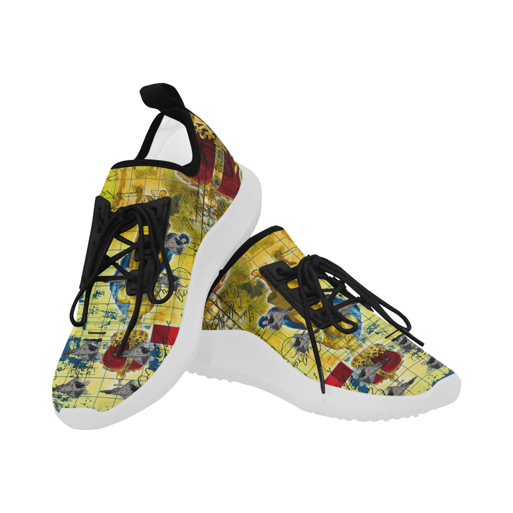 THE AIRSHOW Ultra Light All Over Print Running Shoes for Men featuring a contemporary design and bouncy sole, perfect for casual wear.