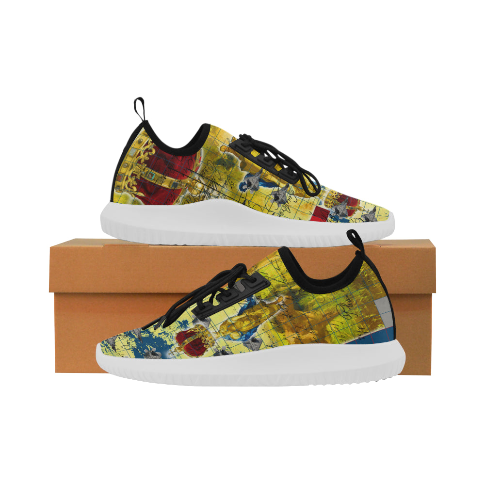 THE AIRSHOW Ultra Light All Over Print Running Shoes for Men featuring a contemporary design and bouncy sole, perfect for casual wear.