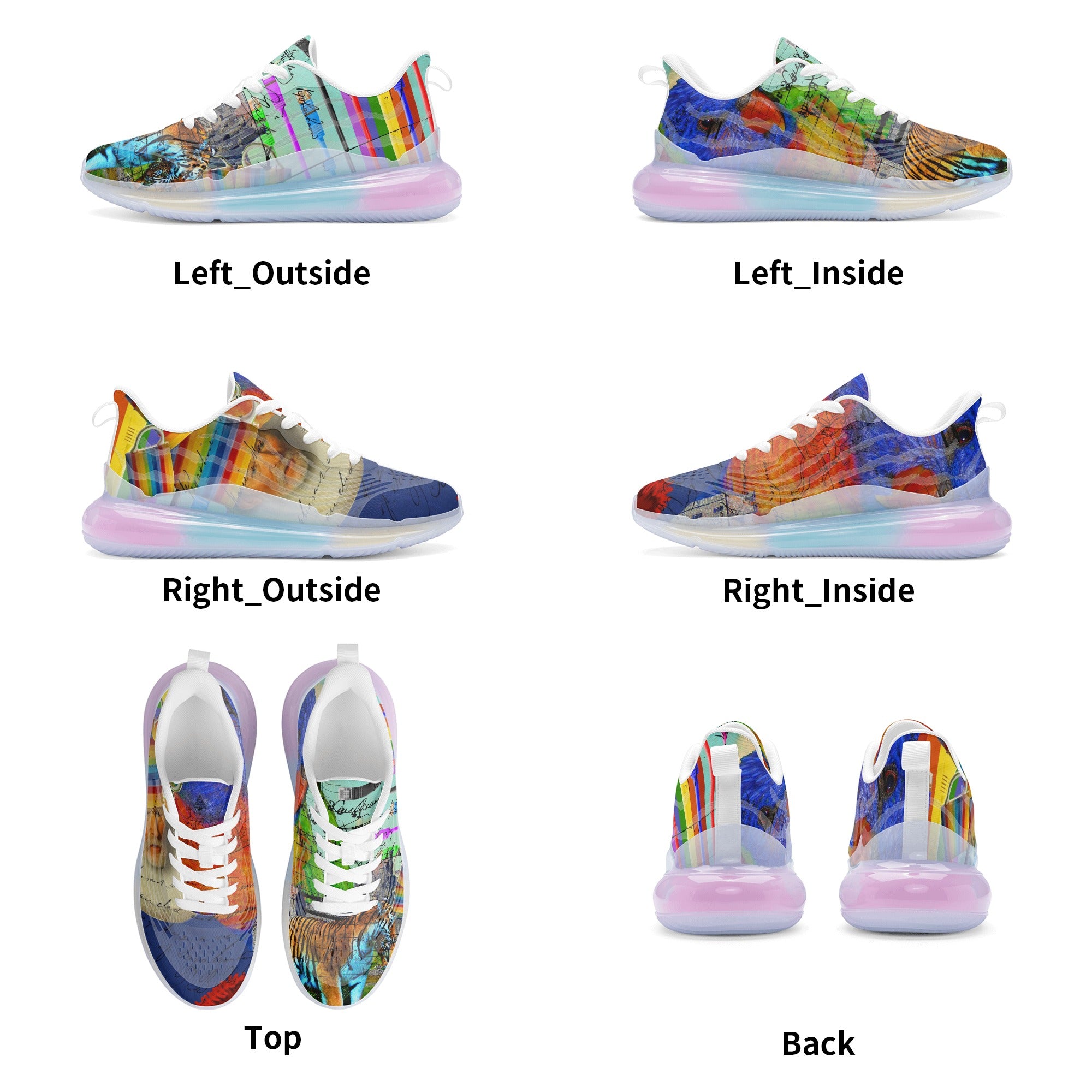 THE BIG PARROT II unisex pastel translucent air sole running shoes showcasing vibrant colors and a breathable mesh upper.