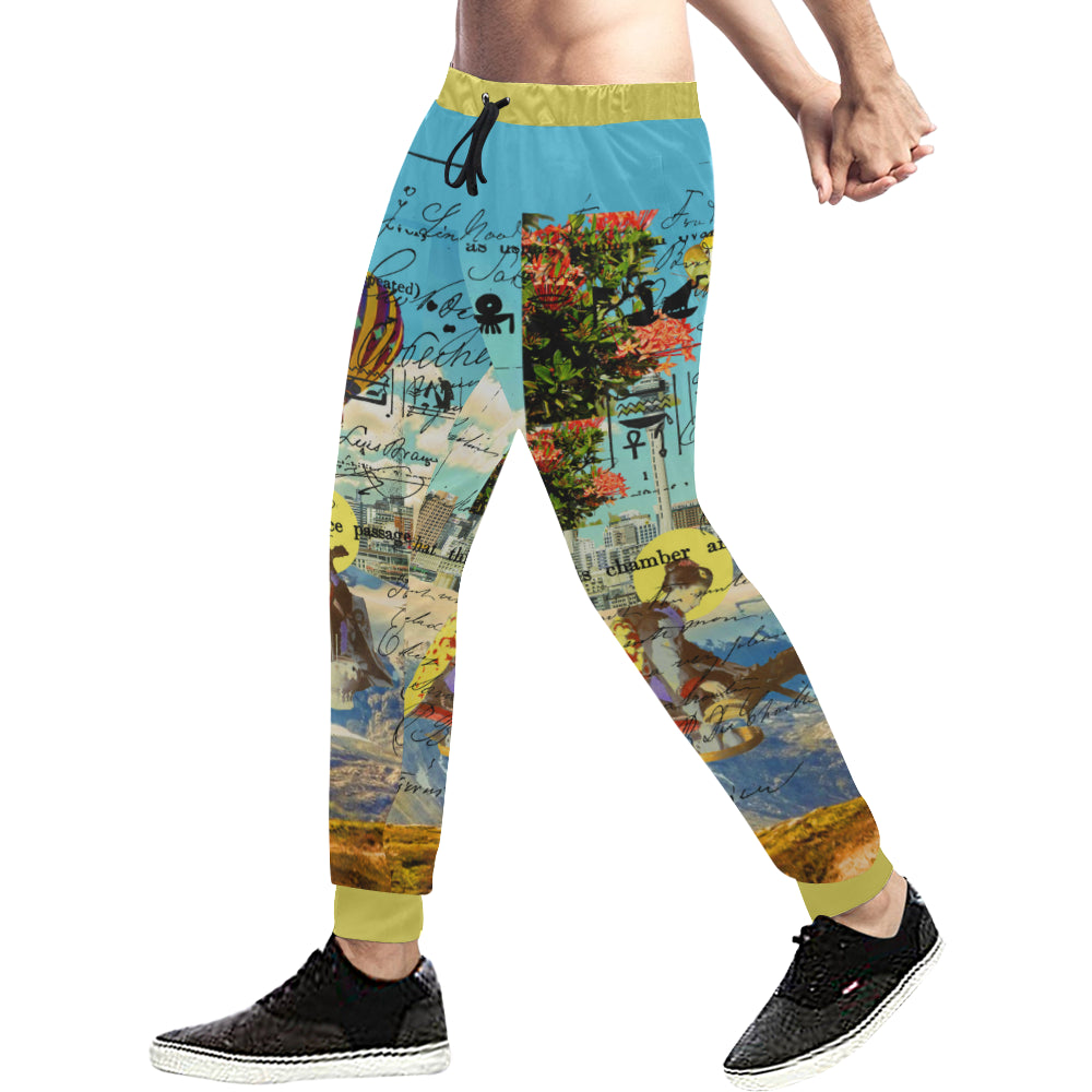 THE CONCERT II Men's All Over Print Sweatpants featuring a vibrant design and tapered cut, ideal for streetwear style.