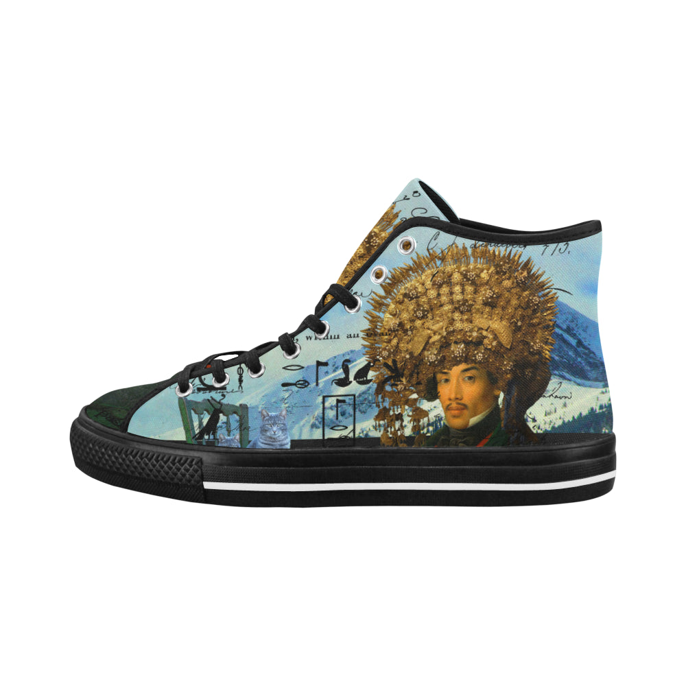 THE EMPEROR OF SNOWY MOUNTAIN III Women's All Over Print Canvas sneakers showcasing vibrant patterns and durable construction.