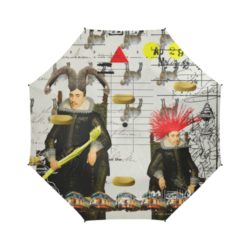 THE FIXER-UPPERS II semi-automatic foldable umbrella showcasing its stylish design, waterproof fabric, and sturdy handle.