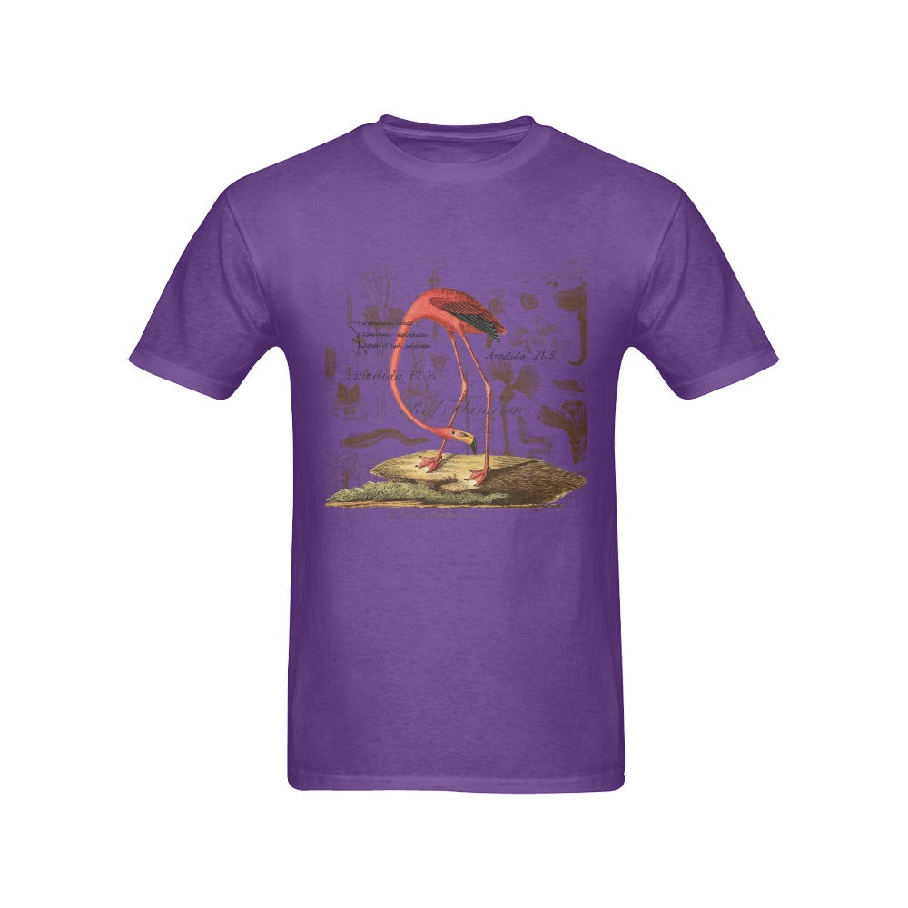 Flamingo Men's Printed Cotton Tee Shirt featuring nature illustrations in vibrant colors.