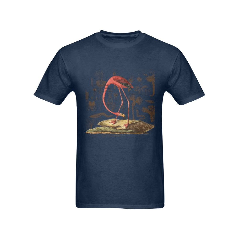 Flamingo Men's Printed Cotton Tee Shirt featuring nature illustrations in vibrant colors.