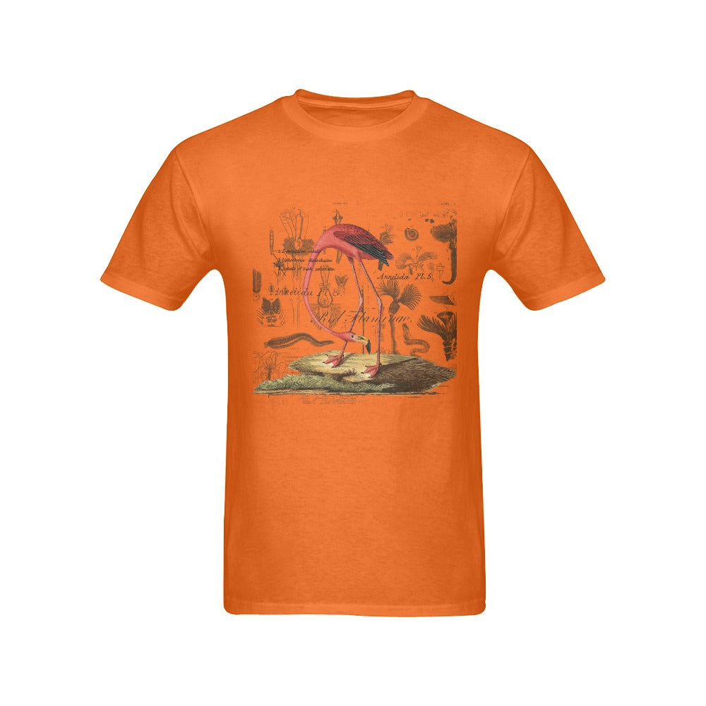 Flamingo Men's Printed Cotton Tee Shirt featuring nature illustrations in vibrant colors.