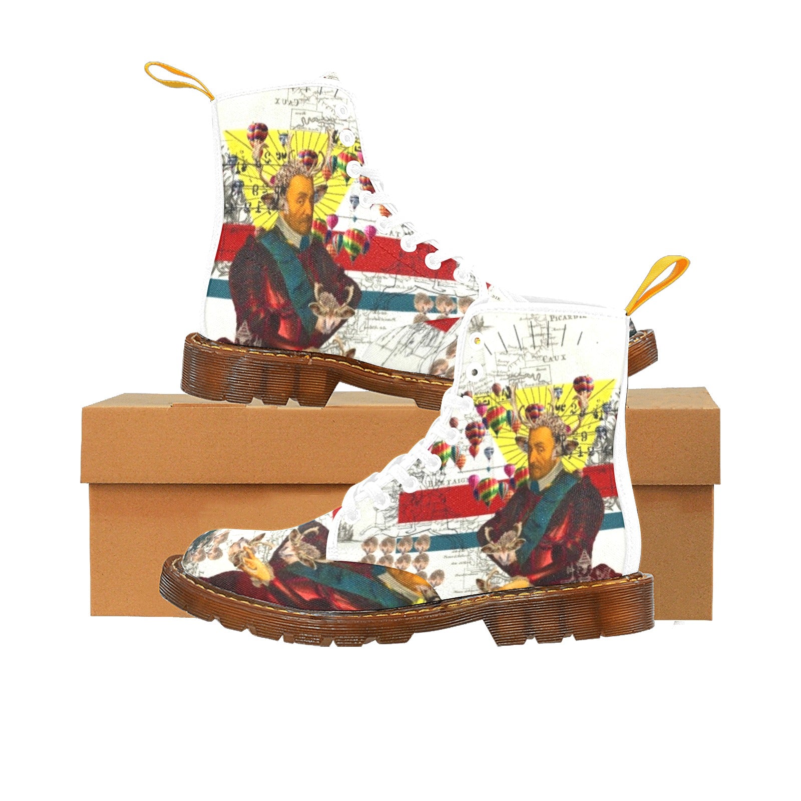 THE HEDGEHOG SOUP UPPER III III Men’s All Over Print Fabric High Boots showcasing a vibrant all-over print design with a durable nylon canvas material.