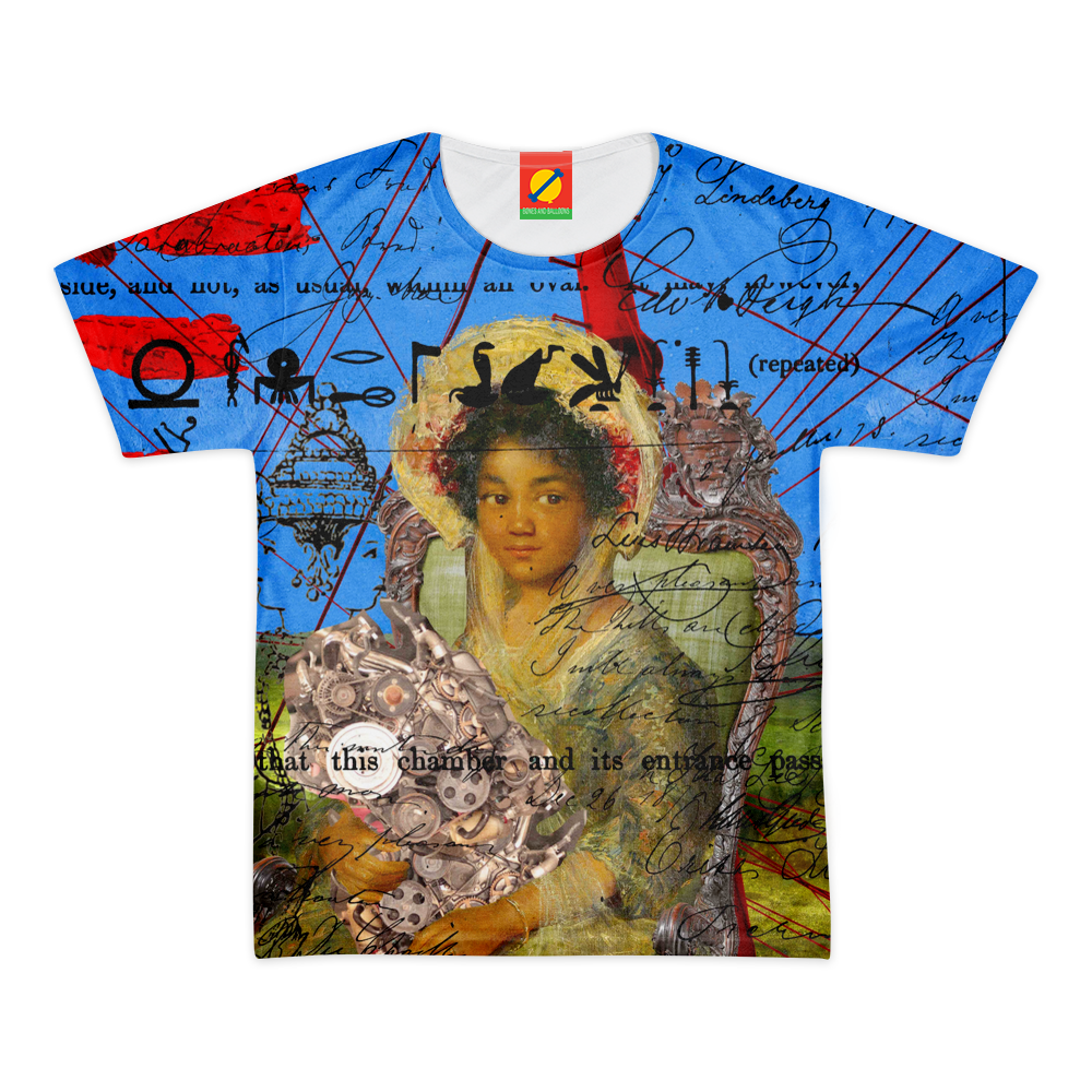 THE KEEPER OF THE ENGINE V Women's All Over Print Tee showcasing vibrant colors and a classic round neck design.