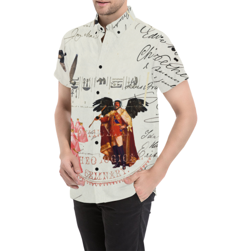 THE KING OF THE FIELD III Men's All Over Print Short Sleeve Button shirt featuring vibrant colors and a stylish design.