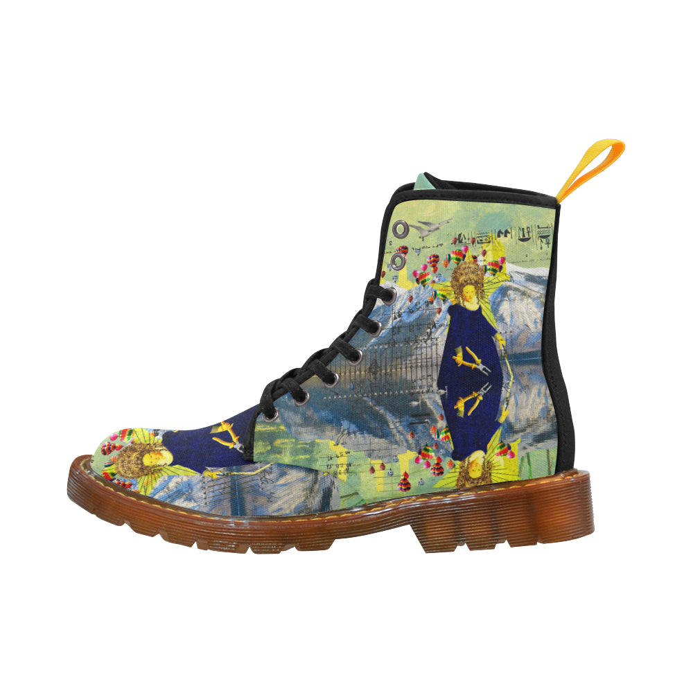 THE LAMPPOST INSTALLATION CREW VIII Women's All Over Print Fabric High boots featuring a vibrant all-over print design and durable nylon canvas material.