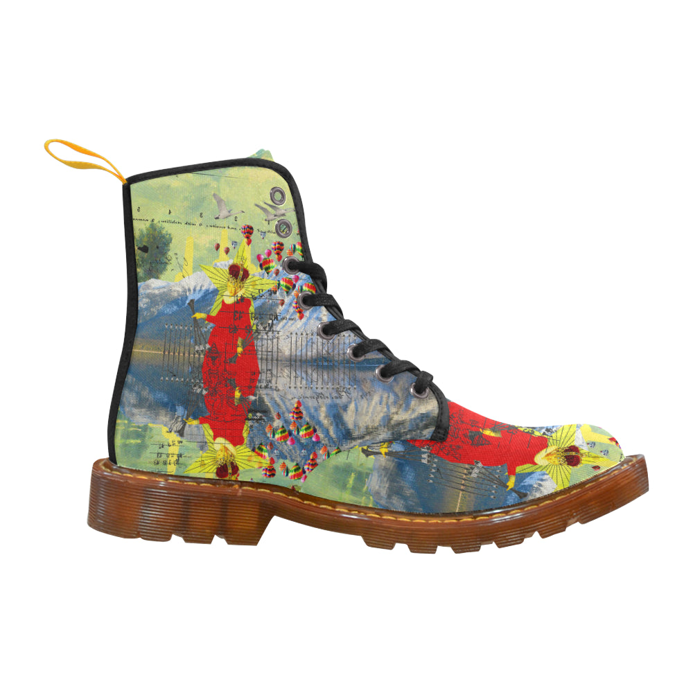 THE LAMPPOST INSTALLATION CREW VIII Women's All Over Print Fabric High boots featuring a vibrant all-over print design and durable nylon canvas material.
