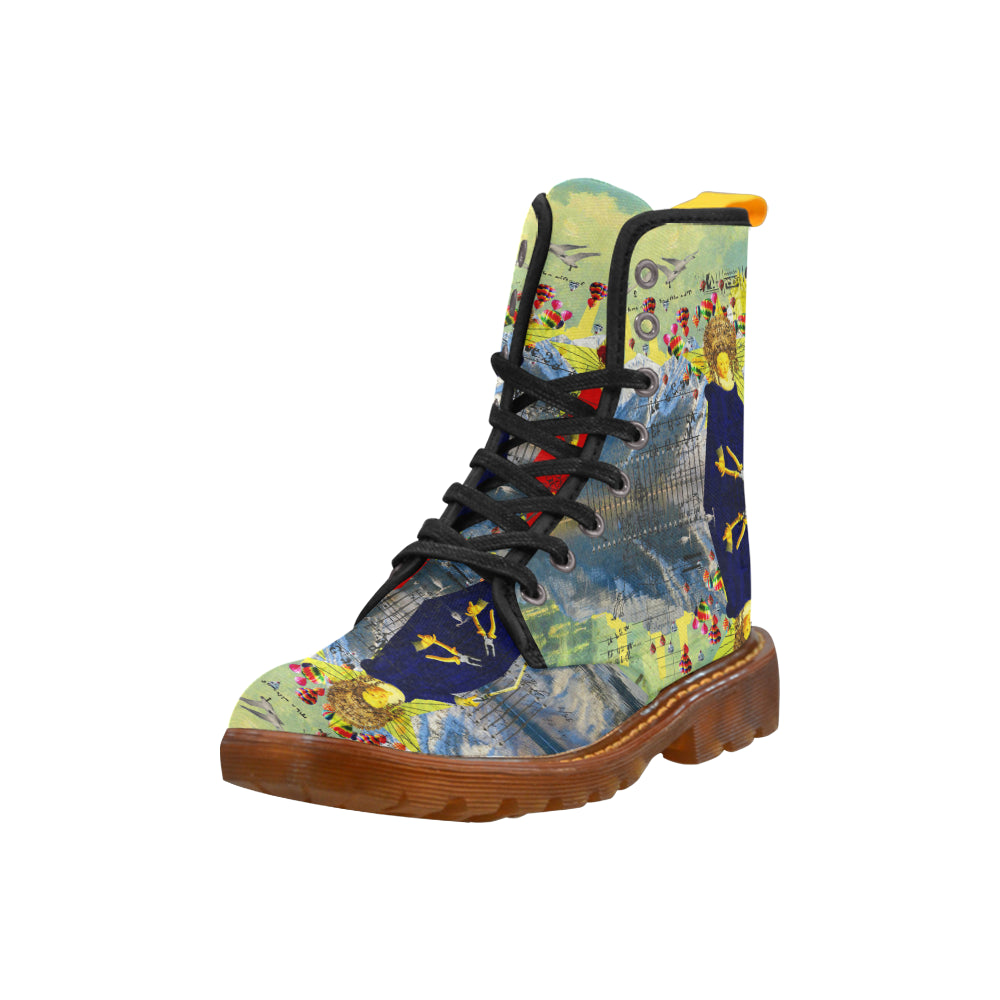 THE LAMPPOST INSTALLATION CREW VIII Women's All Over Print Fabric High boots featuring a vibrant all-over print design and durable nylon canvas material.
