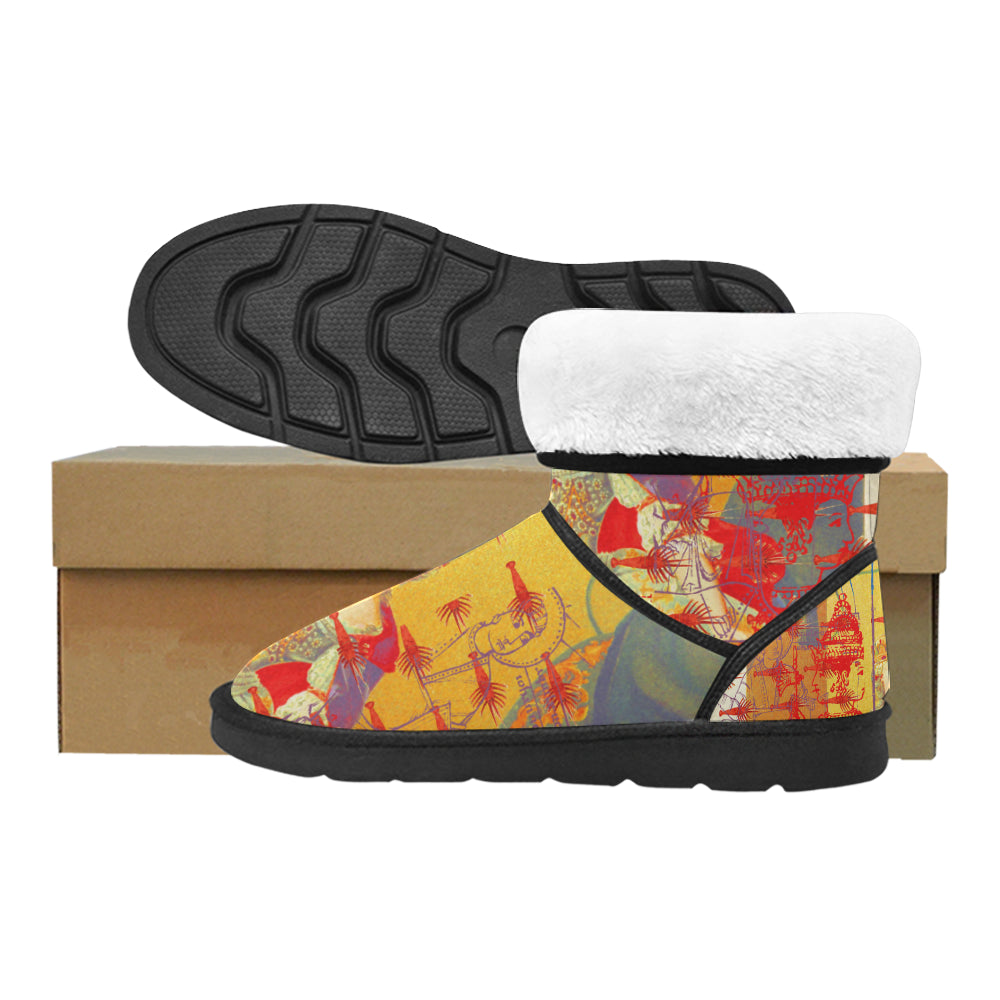 Stylish unisex boots featuring a vibrant lobster art collage design, lightweight and comfortable for everyday wear.