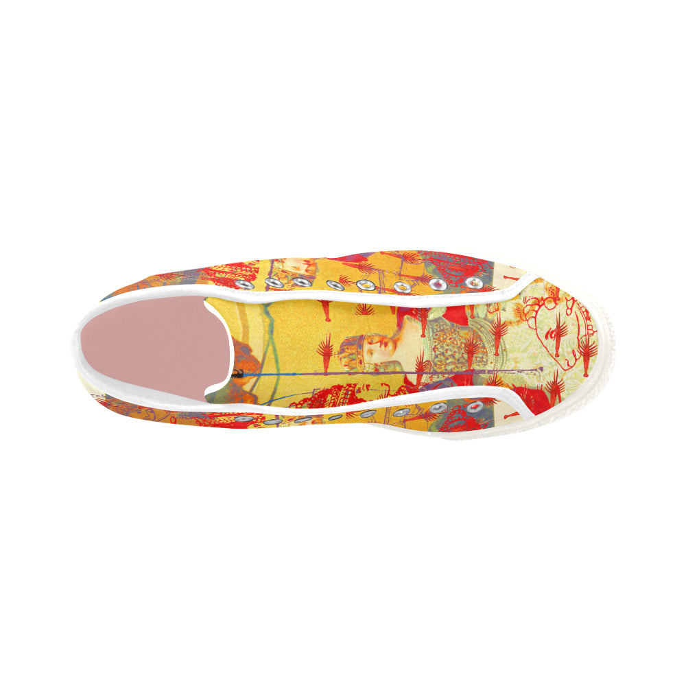 Women's sneakers featuring a vibrant all-over print of red lobsters on a classic canvas design.