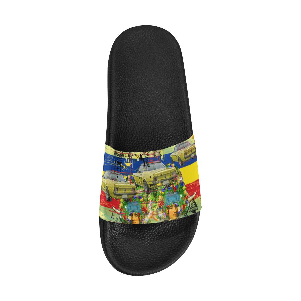 THE PARKING LOT Women's Printed Slides featuring a colorful strap and cushioned sole, perfect for casual wear.