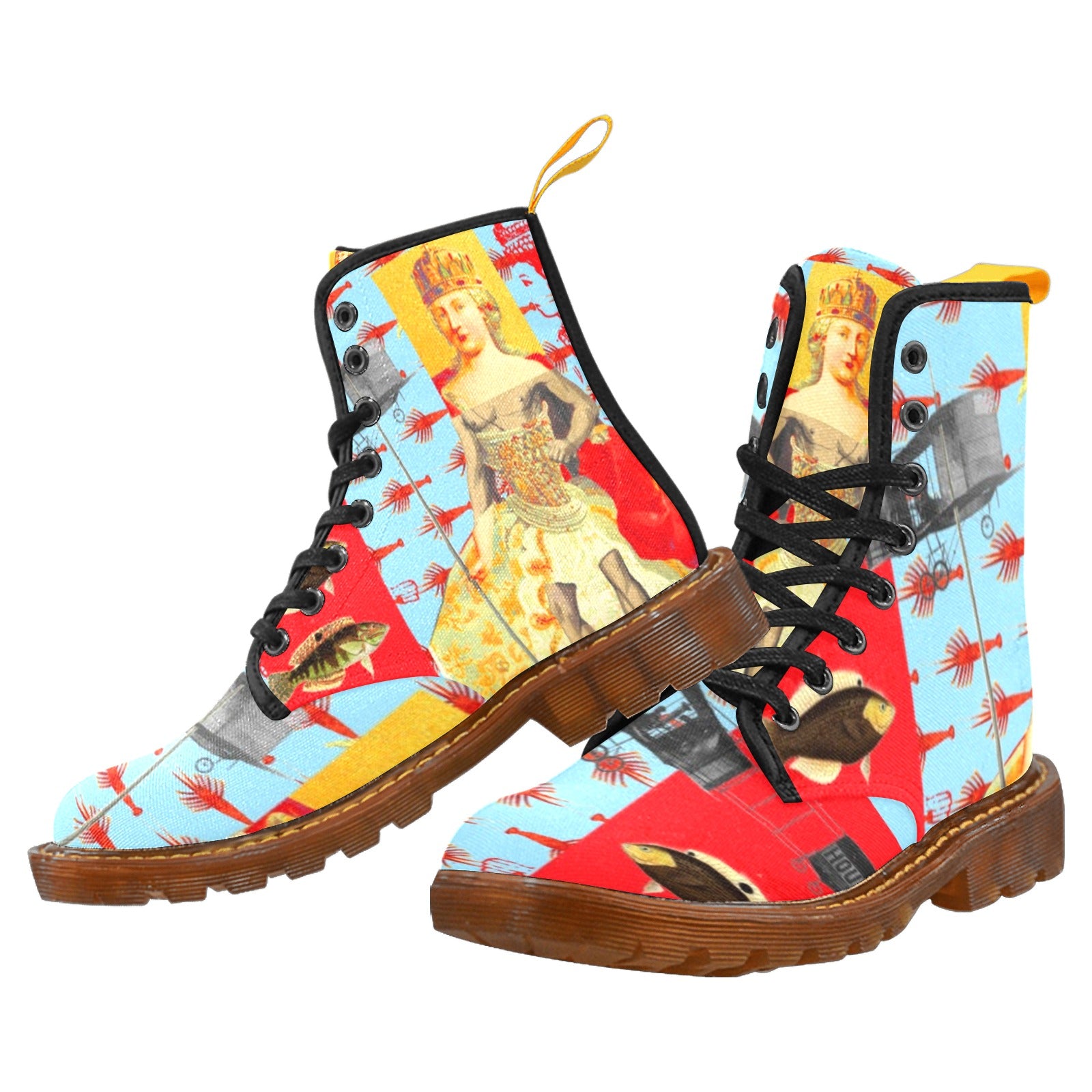 Men's all-over print fabric high boots featuring a stylish design and durable materials.