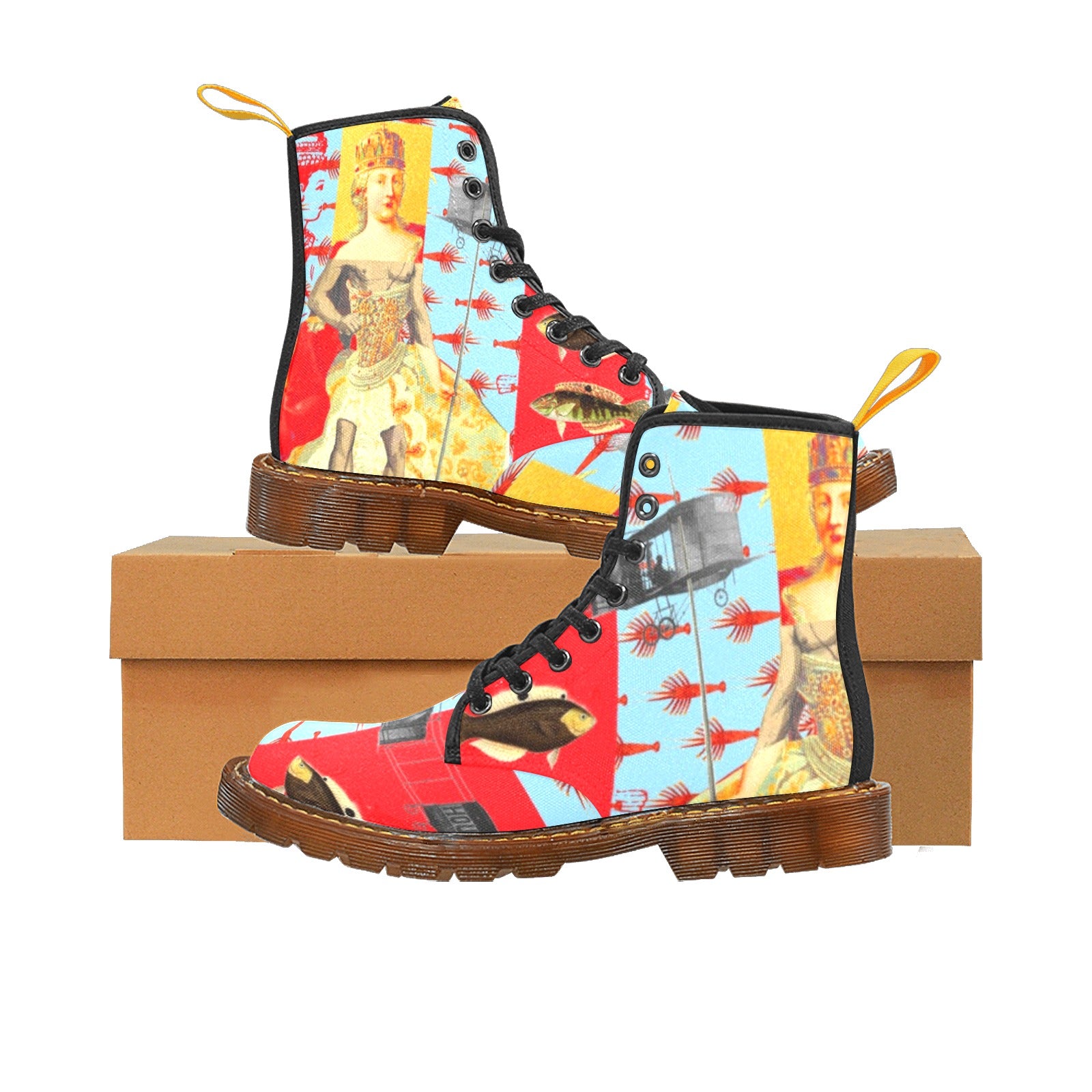 Men's all-over print fabric high boots featuring a stylish design and durable materials.