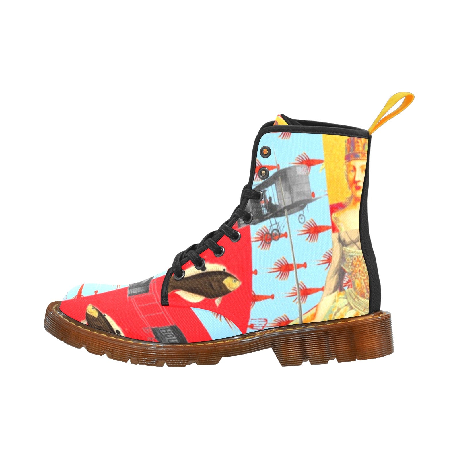 Men's all-over print fabric high boots featuring a stylish design and durable materials.