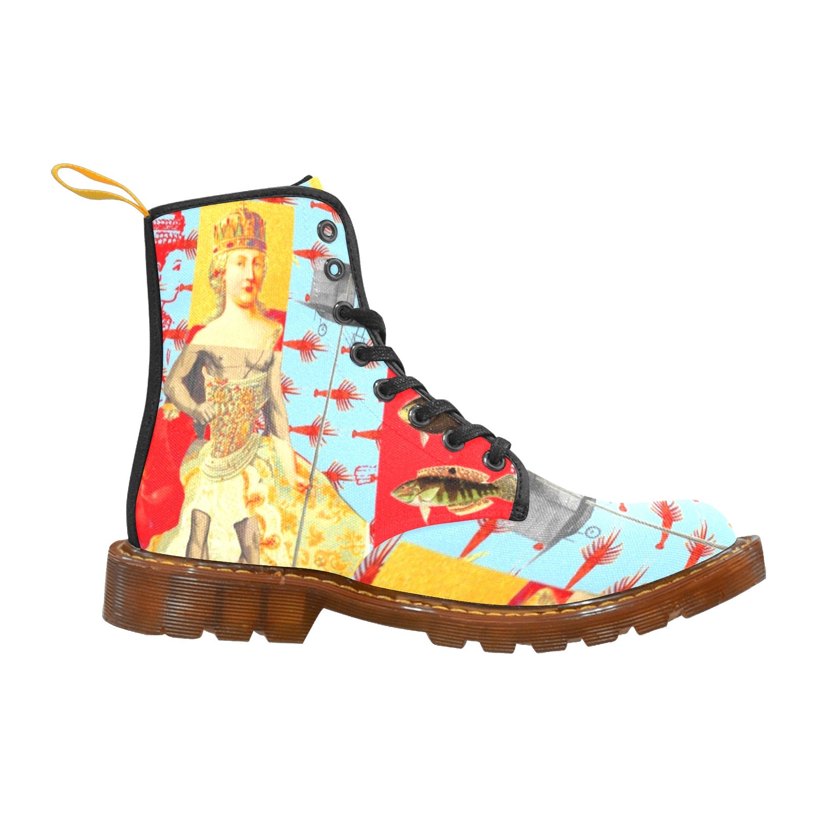 Men's all-over print fabric high boots featuring a stylish design and durable materials.