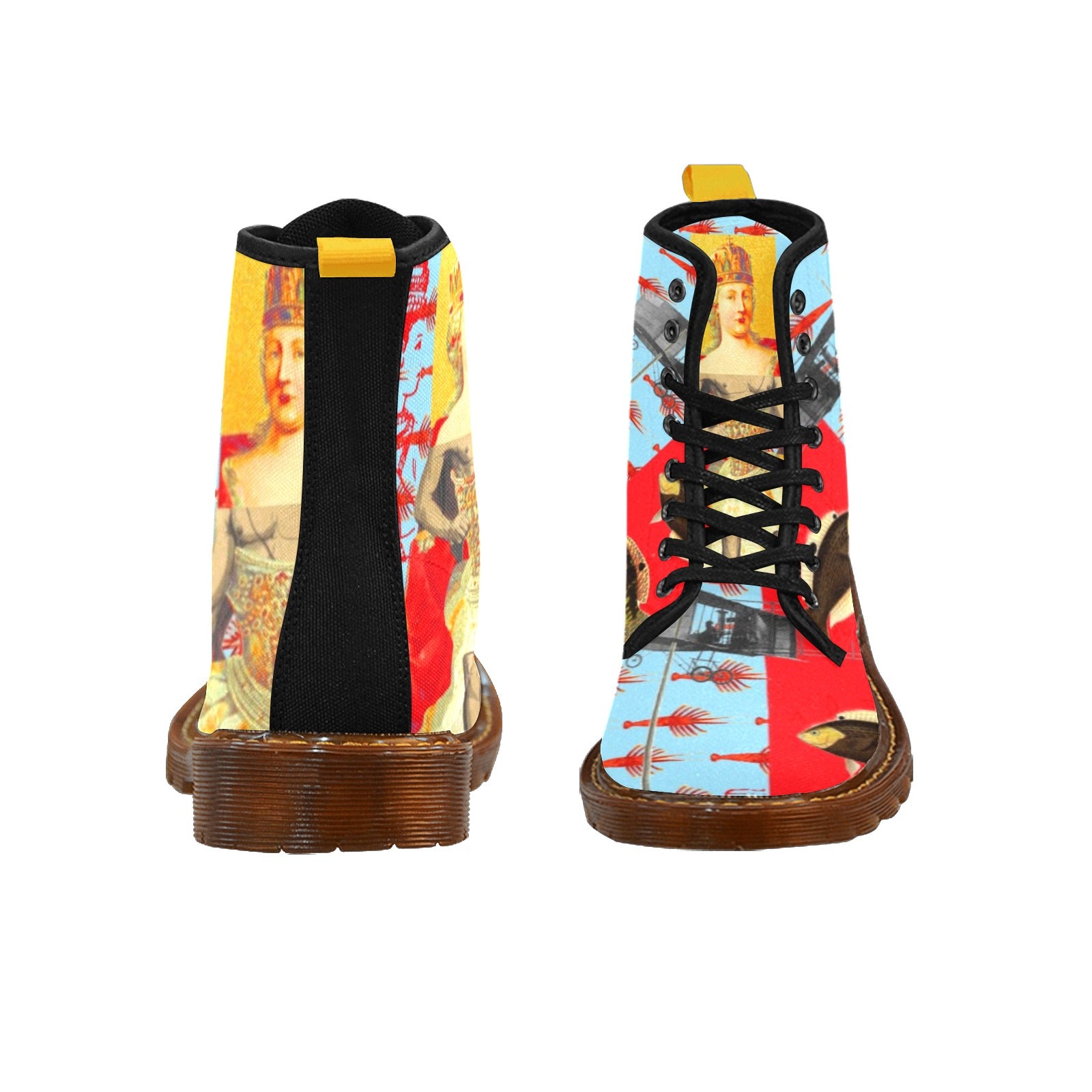 Men's all-over print fabric high boots featuring a stylish design and durable materials.