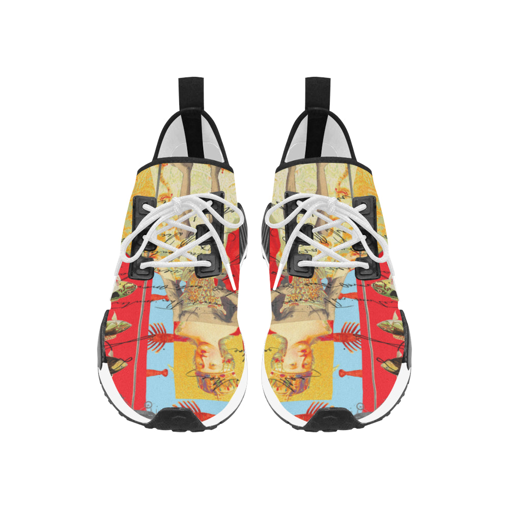 Men's all over print running shoes featuring a vibrant design, breathable mesh, and durable sole.